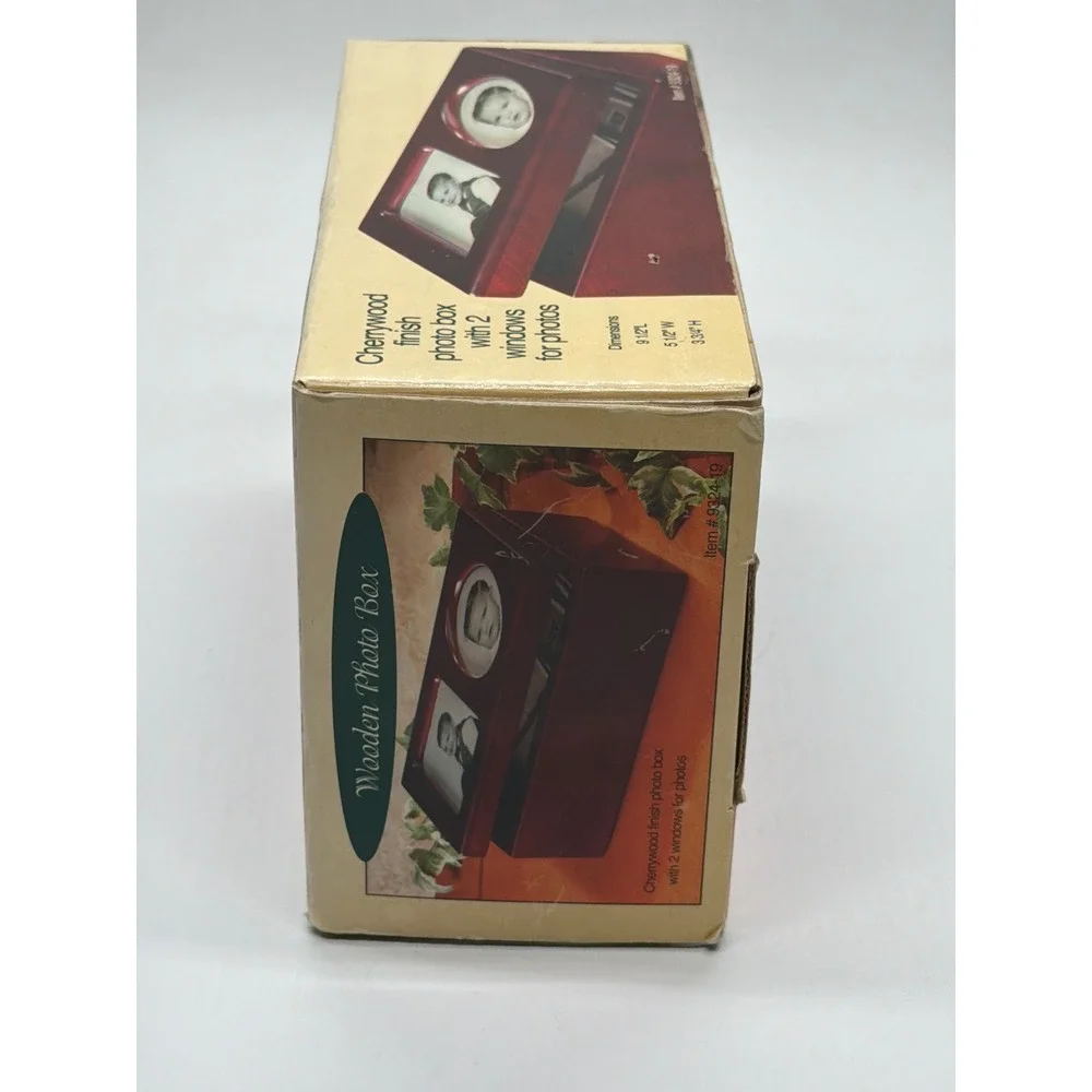 IDC Cherrywood Finish Wooden Photo Box with 2 Picture Windows 9324-19 NEW